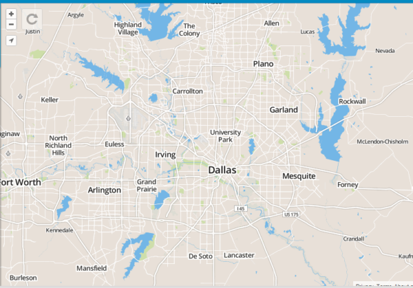 Map of Dallas Texas provided by Foursquare